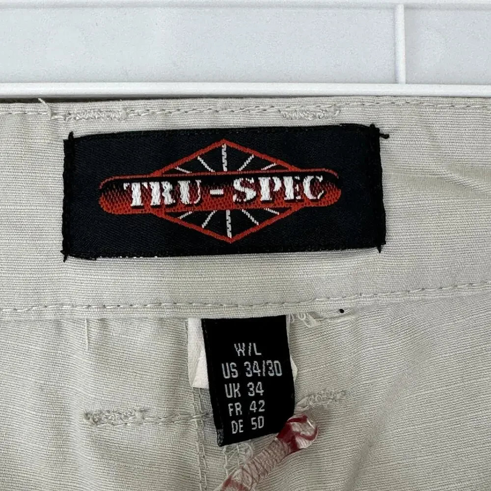 TRU-SPEC Pants Mens 34x30 Beige Cargo Ripstop Tactical Workwear Utility